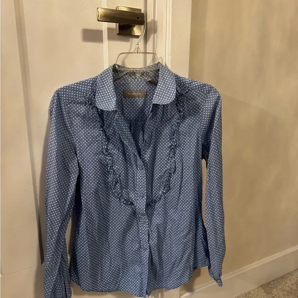 Liz Claiborne Blue and White Polka Dot Top Size M - Picture 2 of 5